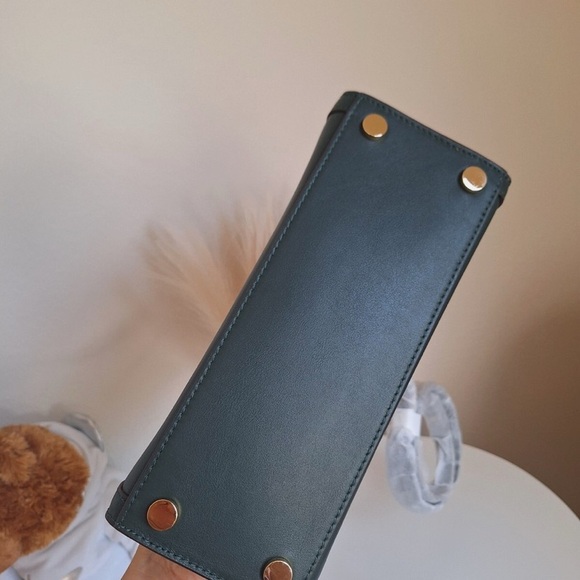 Michael Kors Navy Satchel with Gold Accents NWT $298 Leather Med Whitney - Picture 2 of 14